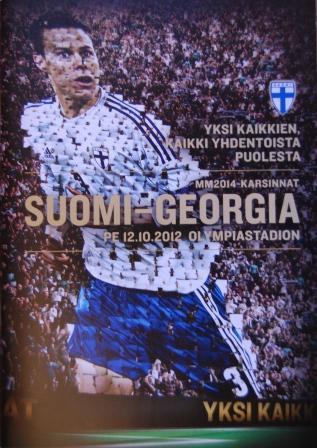 Otteluohjelma tai lippu ottelusta Suomi - Georgia 12.10.2012