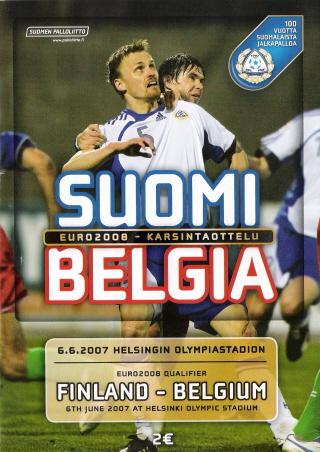 Otteluohjelma tai lippu ottelusta Suomi - Belgia 06.06.2007