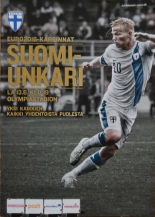 Otteluohjelma tai lippu ottelusta Suomi - Unkari 13.06.2015
