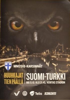 Otteluohjelma tai lippu ottelusta Suomi - Turkki 09.10.2017