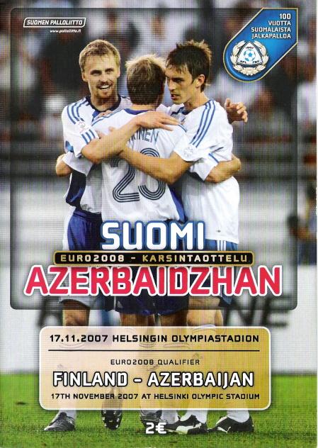 Otteluohjelma tai lippu ottelusta Suomi - Azerbaidzhan 17.11.2007