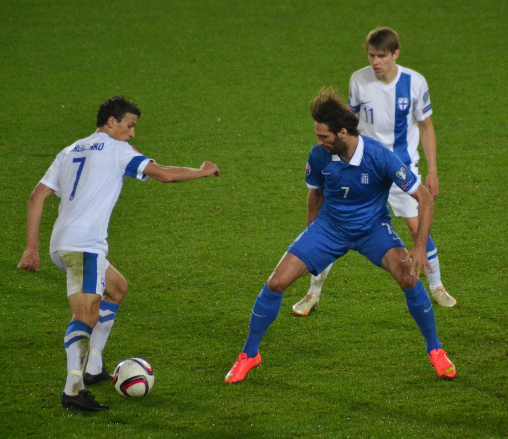 Suomi - Kreikka 11.10.20144 (Roman Eremenko, Georgios Samaras, Riku Riski)