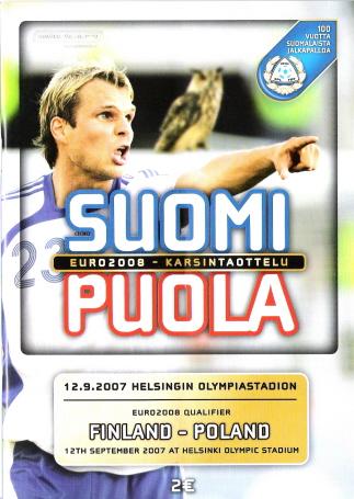 Otteluohjelma tai lippu ottelusta Suomi - Puola 12.09.2007