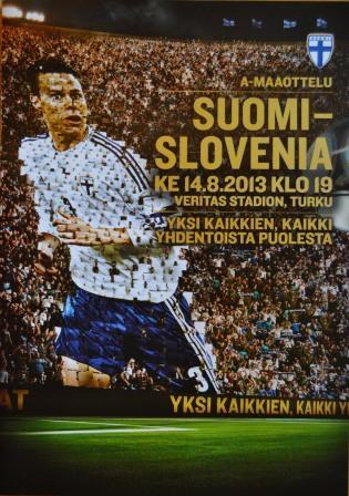 Otteluohjelma tai lippu ottelusta Suomi - Slovenia 14.08.2013