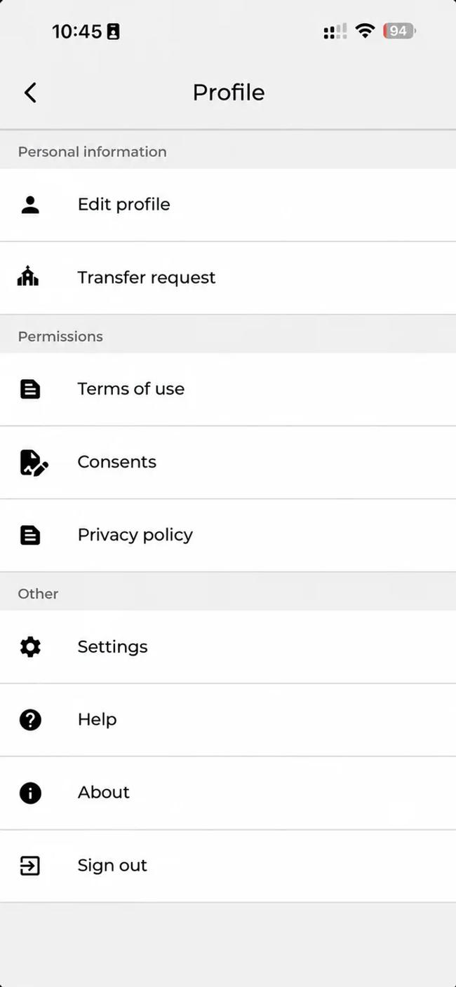 7me profile screen · English illustrative translation