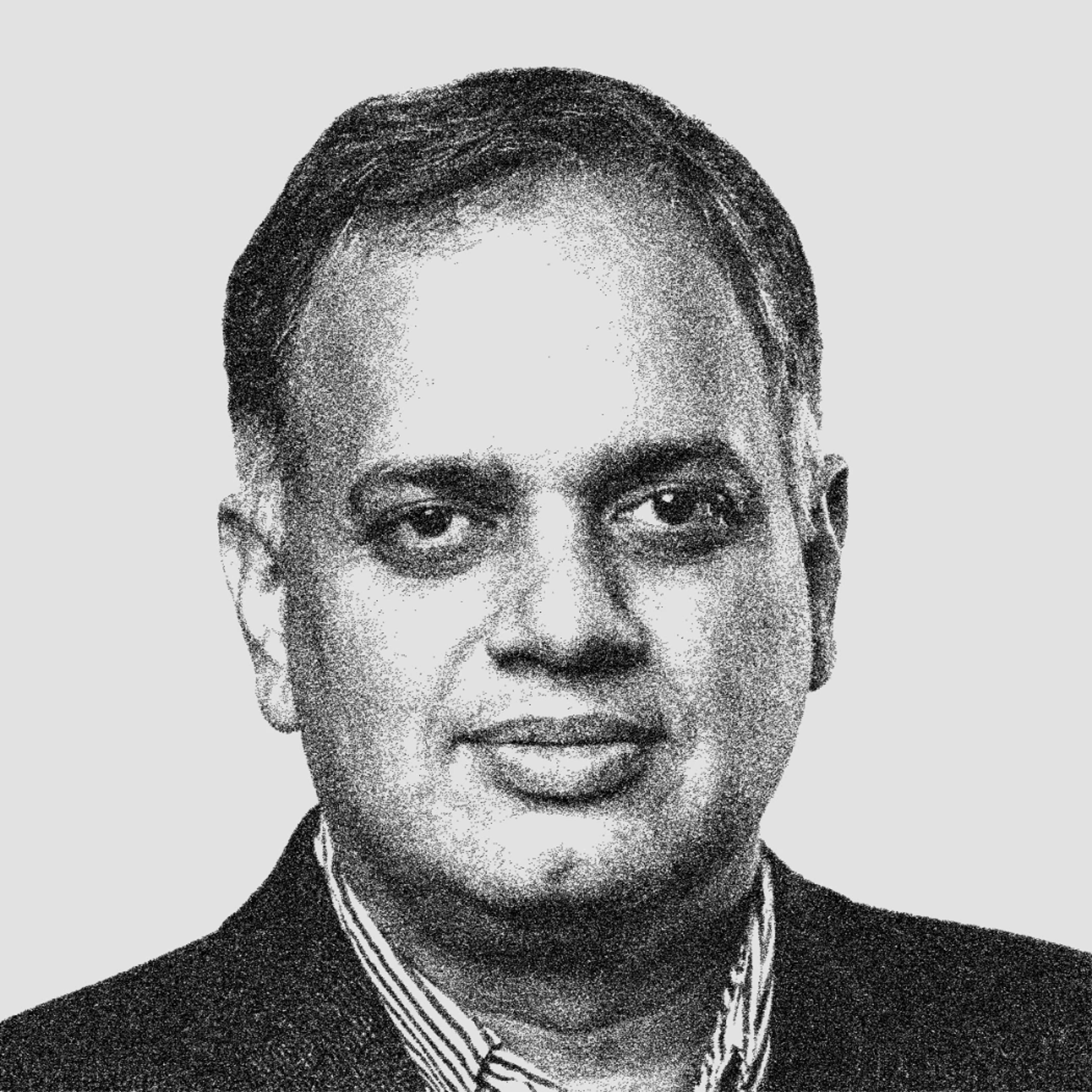 black and white photo of Kaushal Cavale
