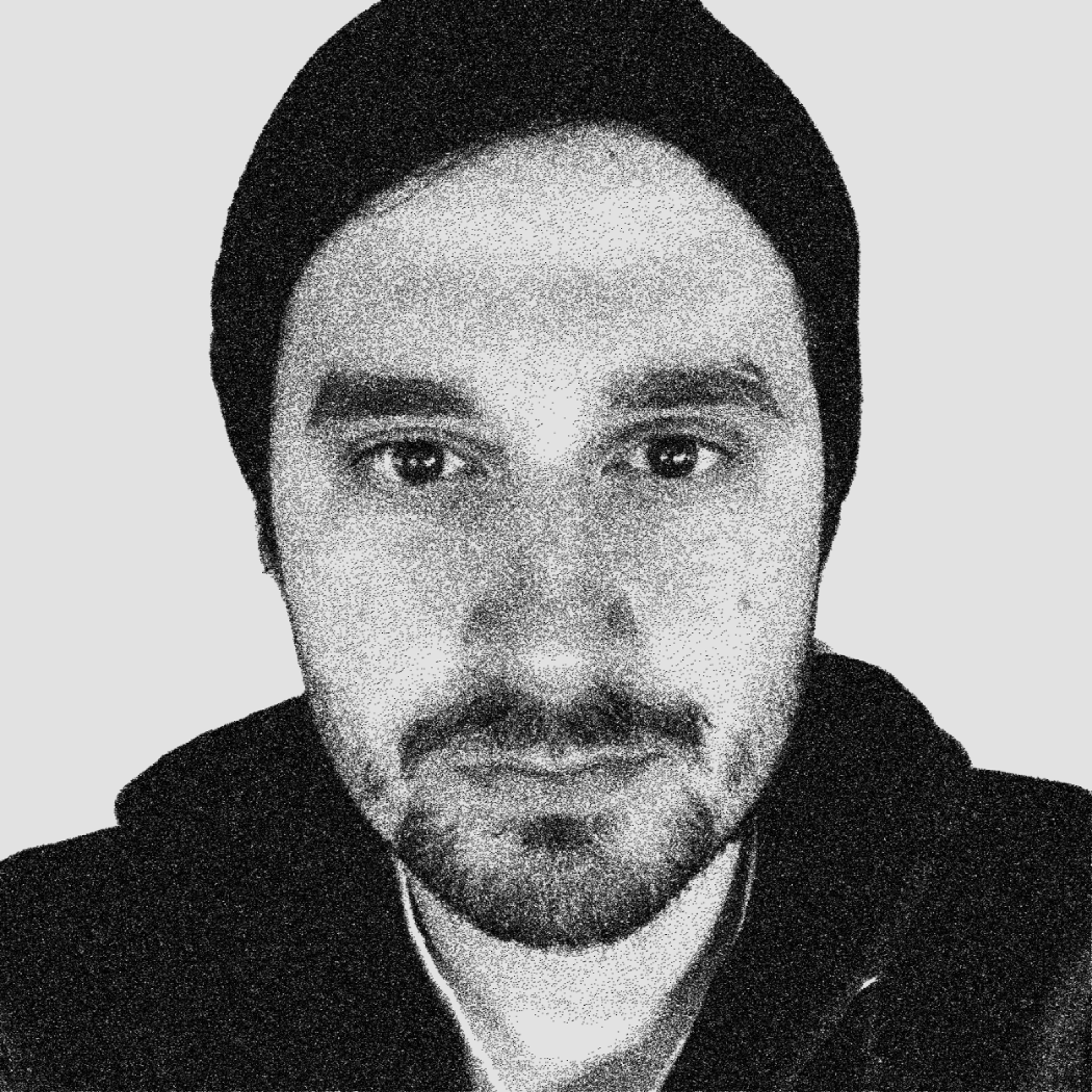 black and white photo of Jason Calleiro