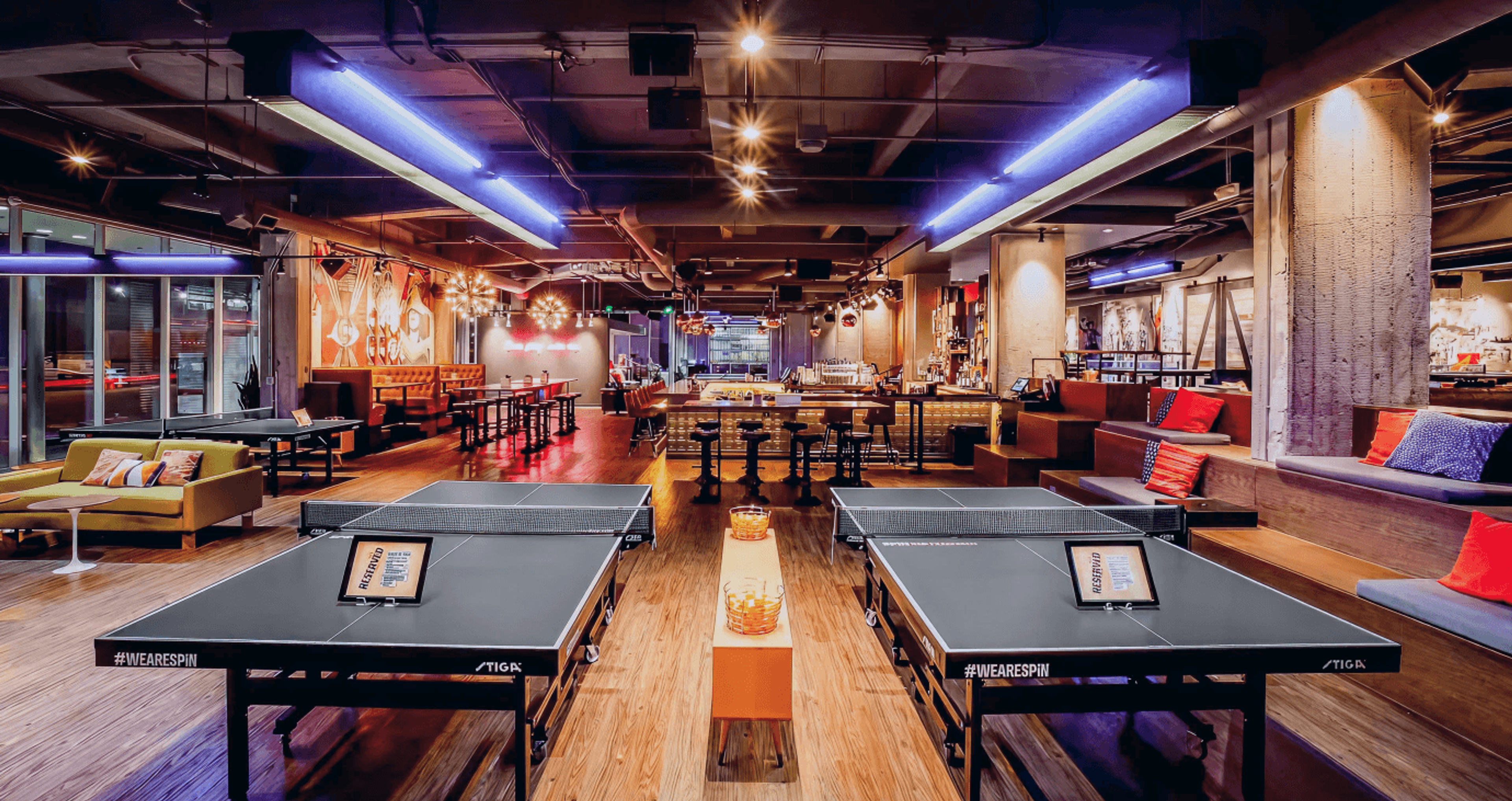 Inside of ping pong bar
