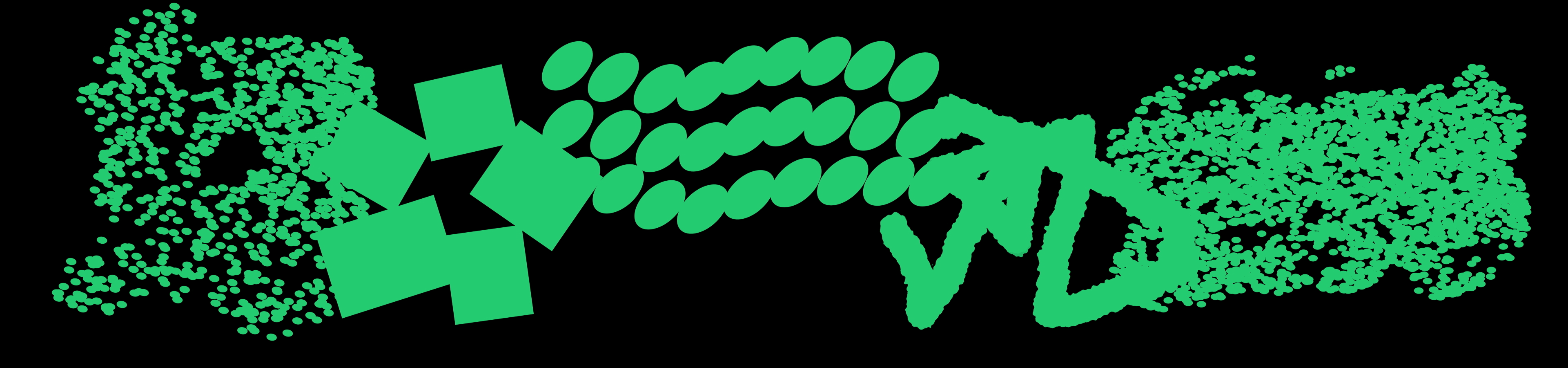 Kelly green glyphs on a black background