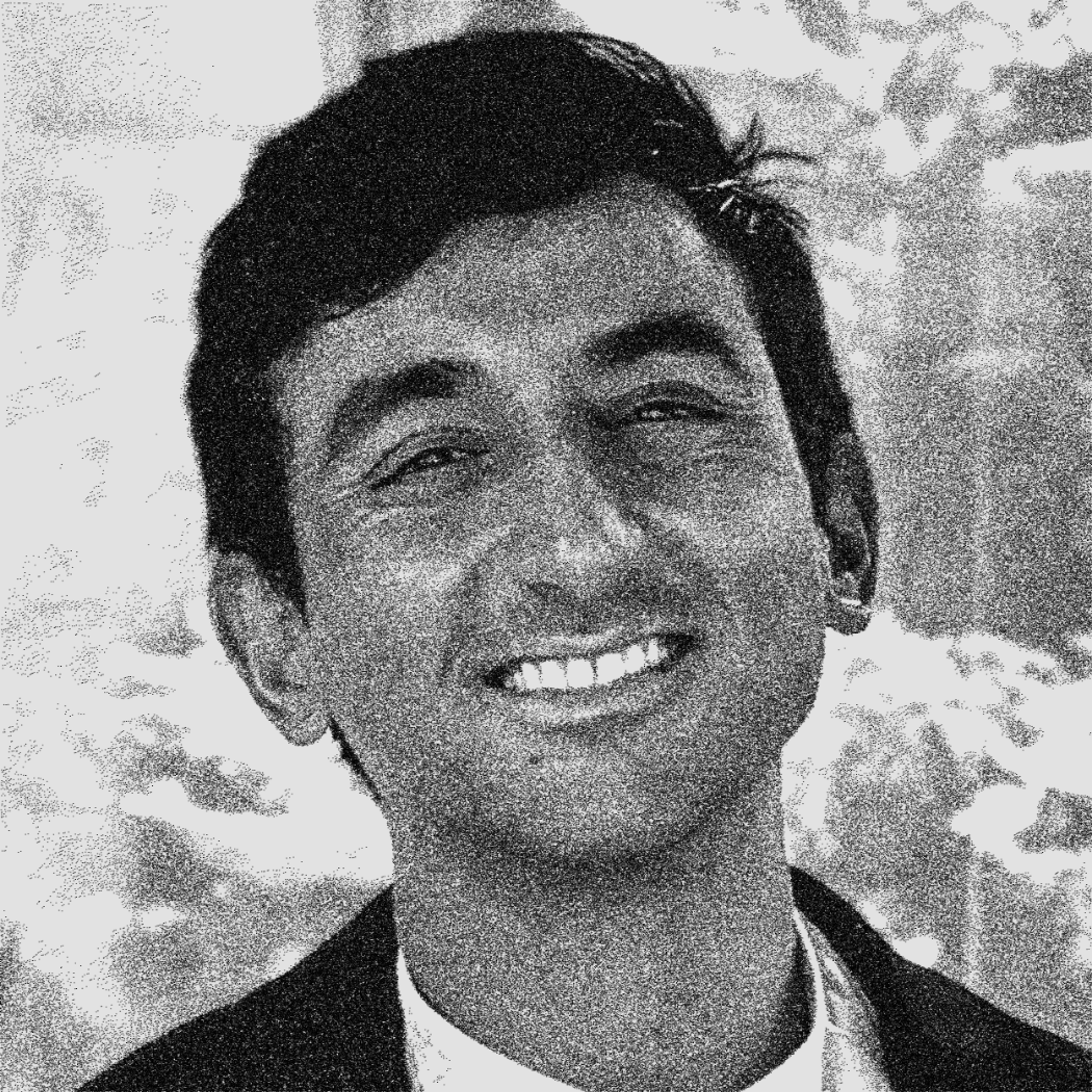 black and white photo of Yassir Solomah