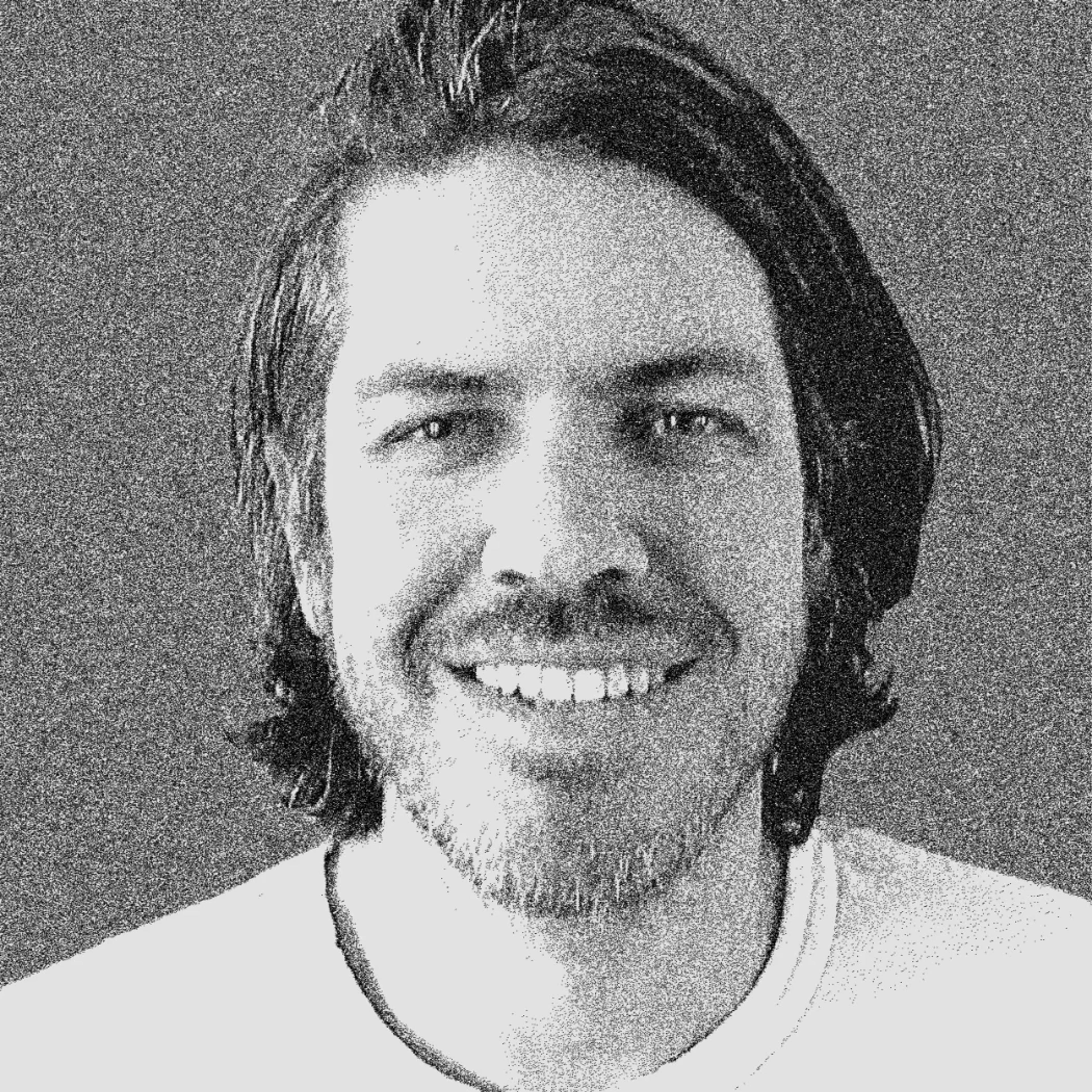 black and white photo of Andrew Hogan