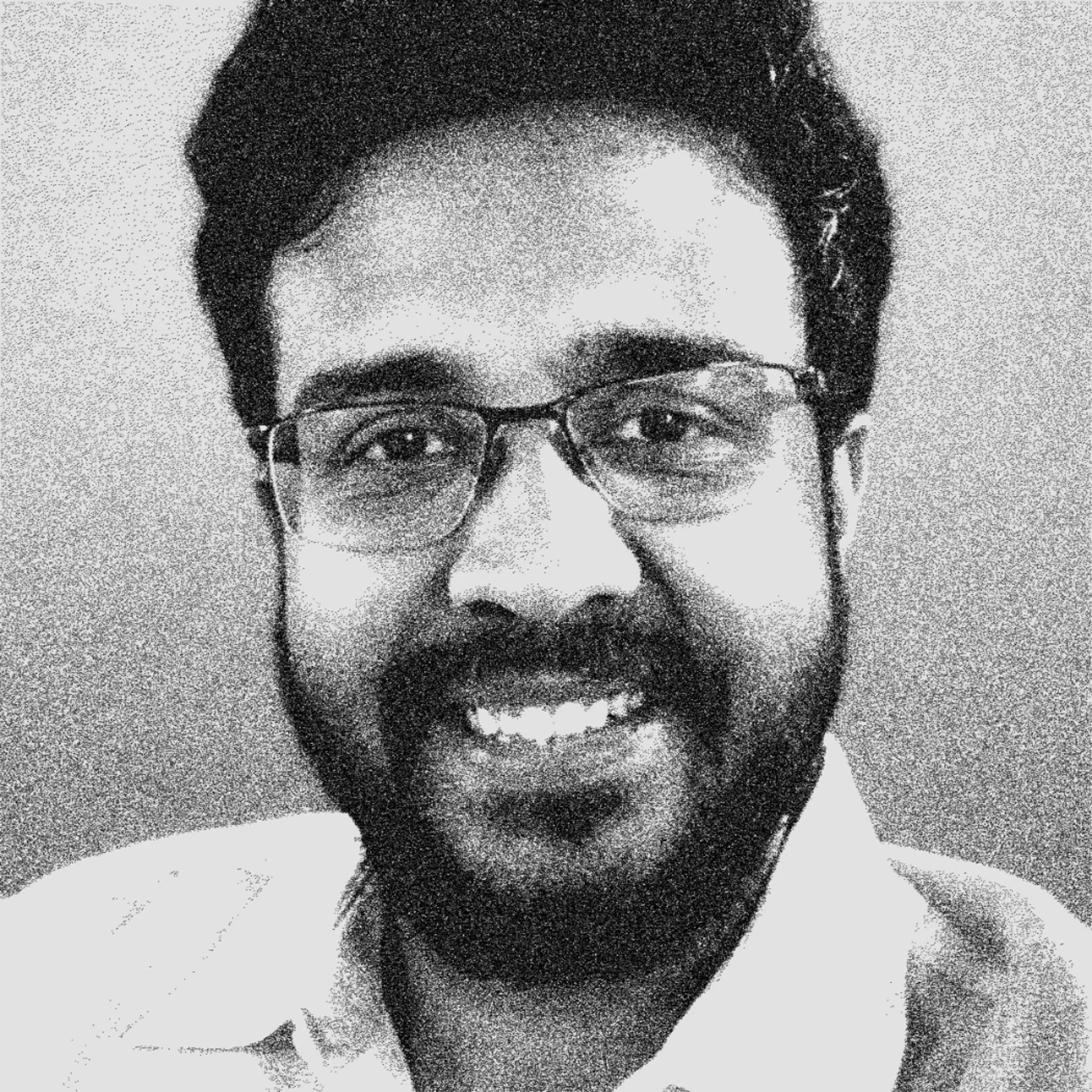 black and white headshot of Harish Kumar