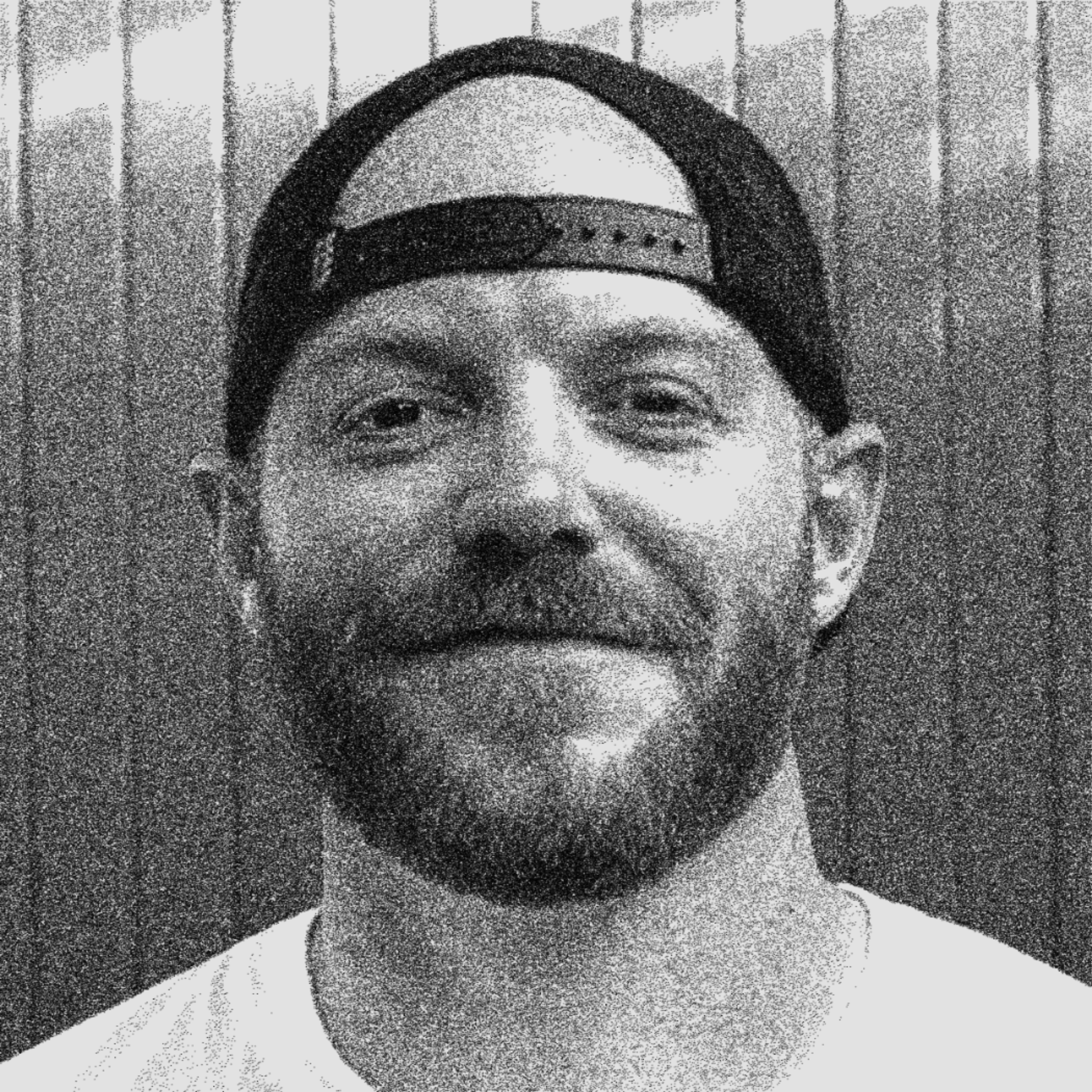 black and white photo of Brett McMillin