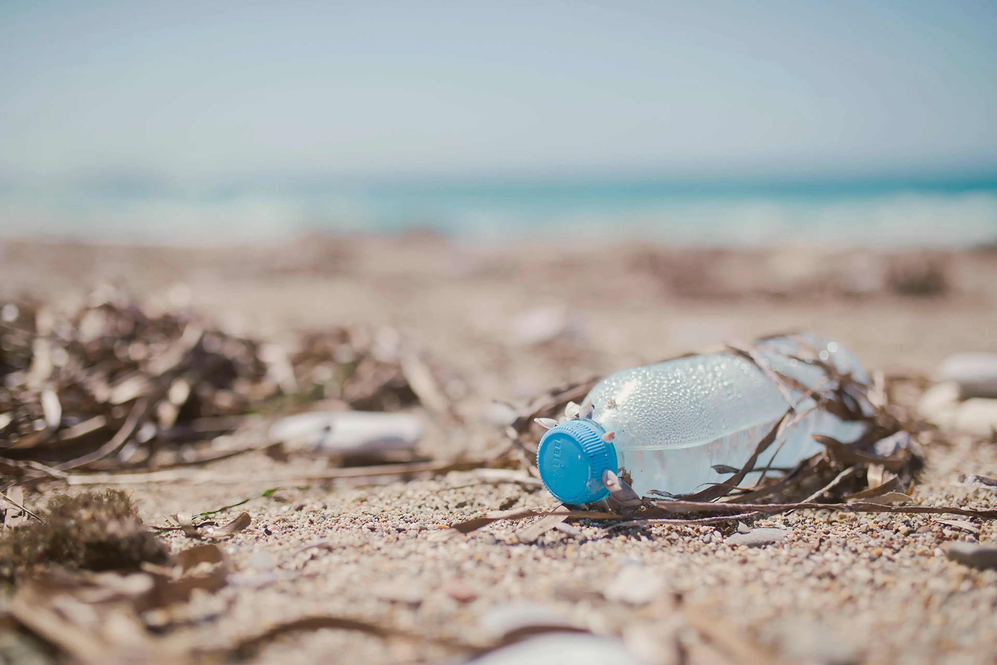 Plastflaske på strand