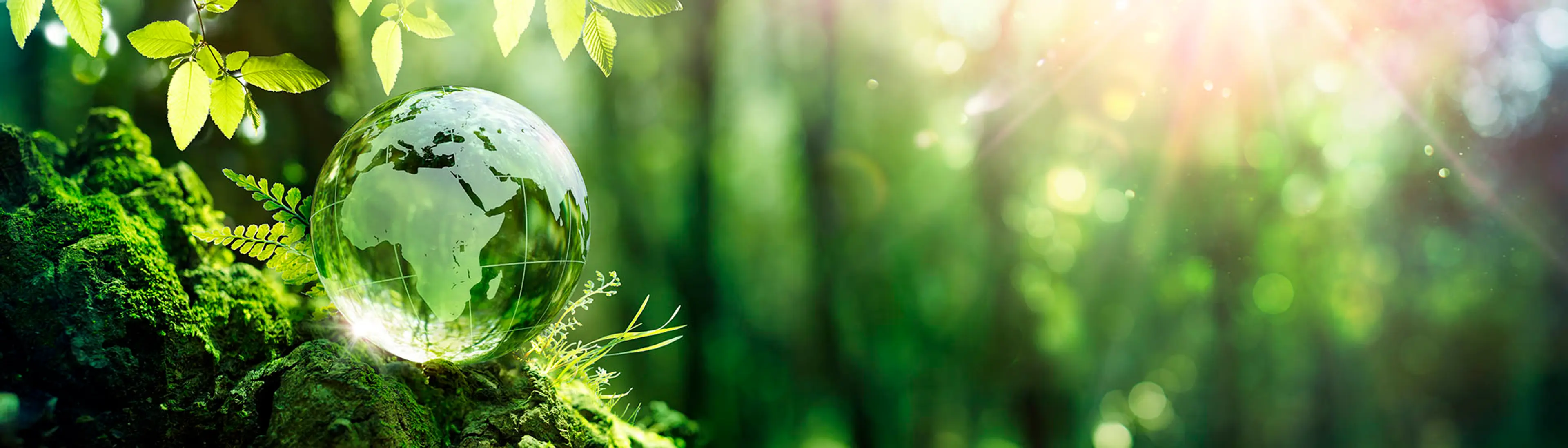 Glassglobus i skogen