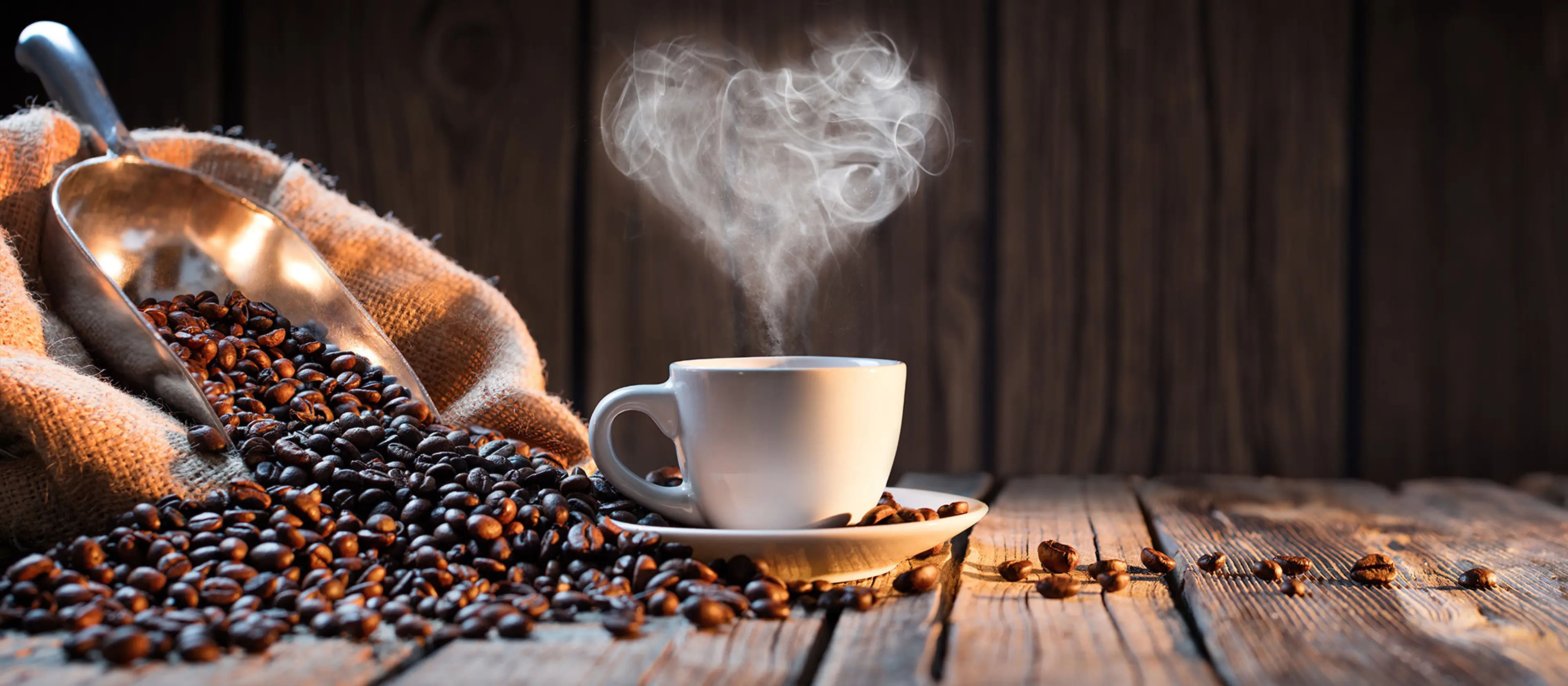 Kaffekopp og kaffebønner