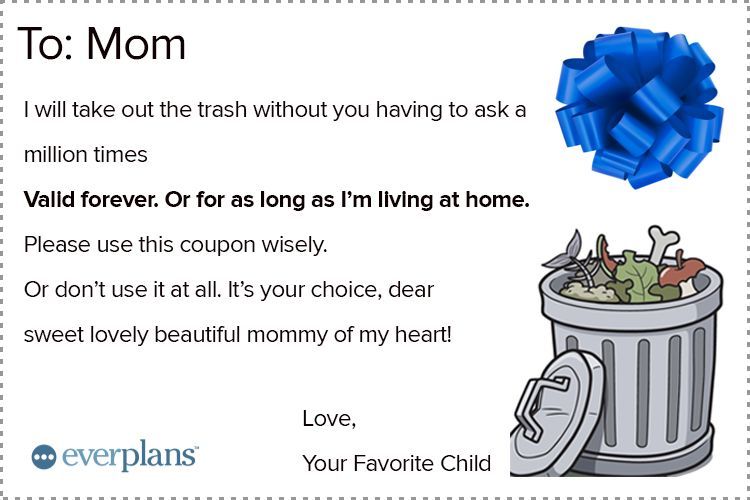 mothers day card teen garbage removal