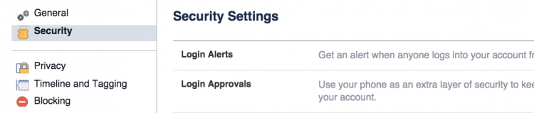 facebook security settings