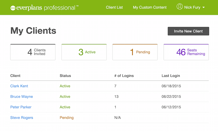 everplans professional dashboard
