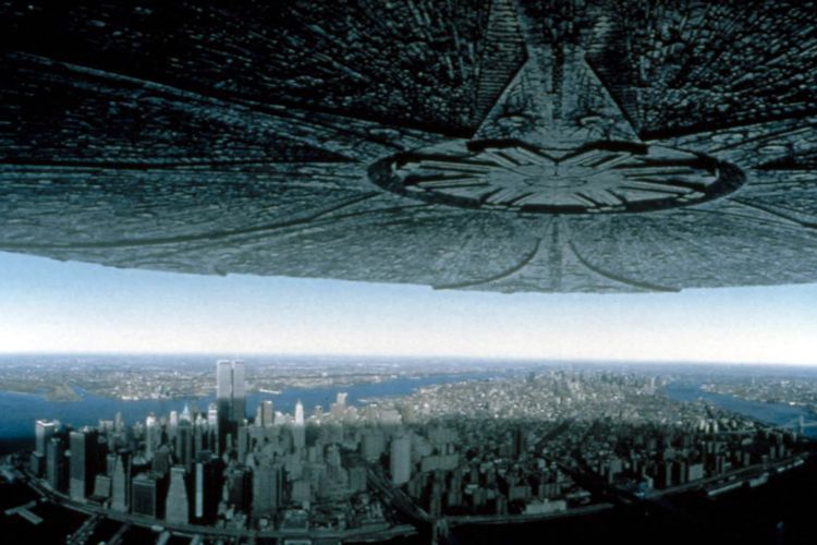 Independence Day spaceships over new york city