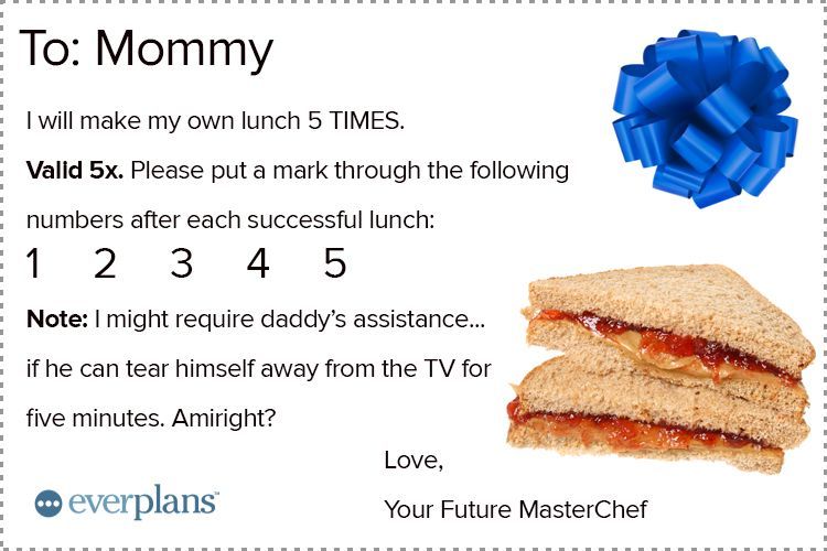 mothers day card toddler lunch