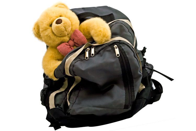 childs backpack teddy bear