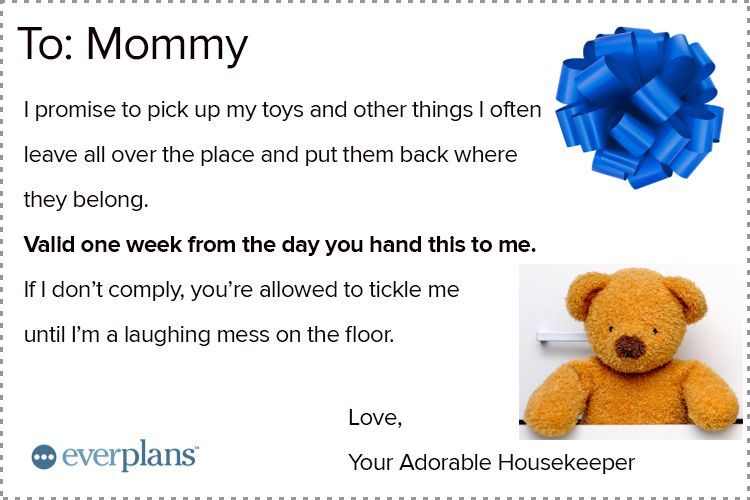 mothers day card toddler housekeeping