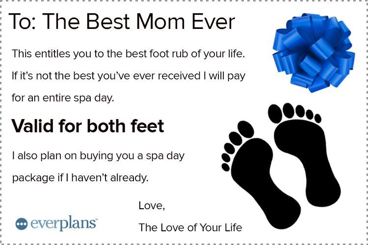 mothers day card husband foot rub