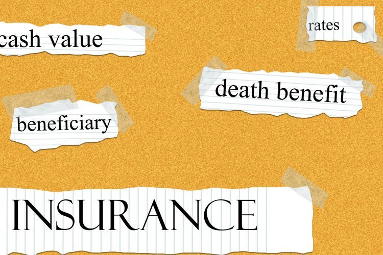 life insurance terms on corkboard