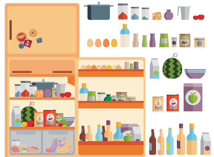 refrigerator food illustration