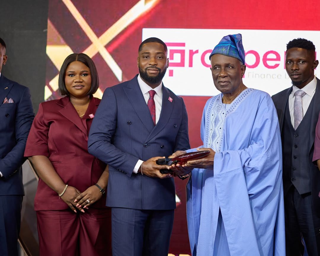Dr. Joshua Obinna Umesegha receiving his award at the BusinessDay Next Bulls Awards 2026.
