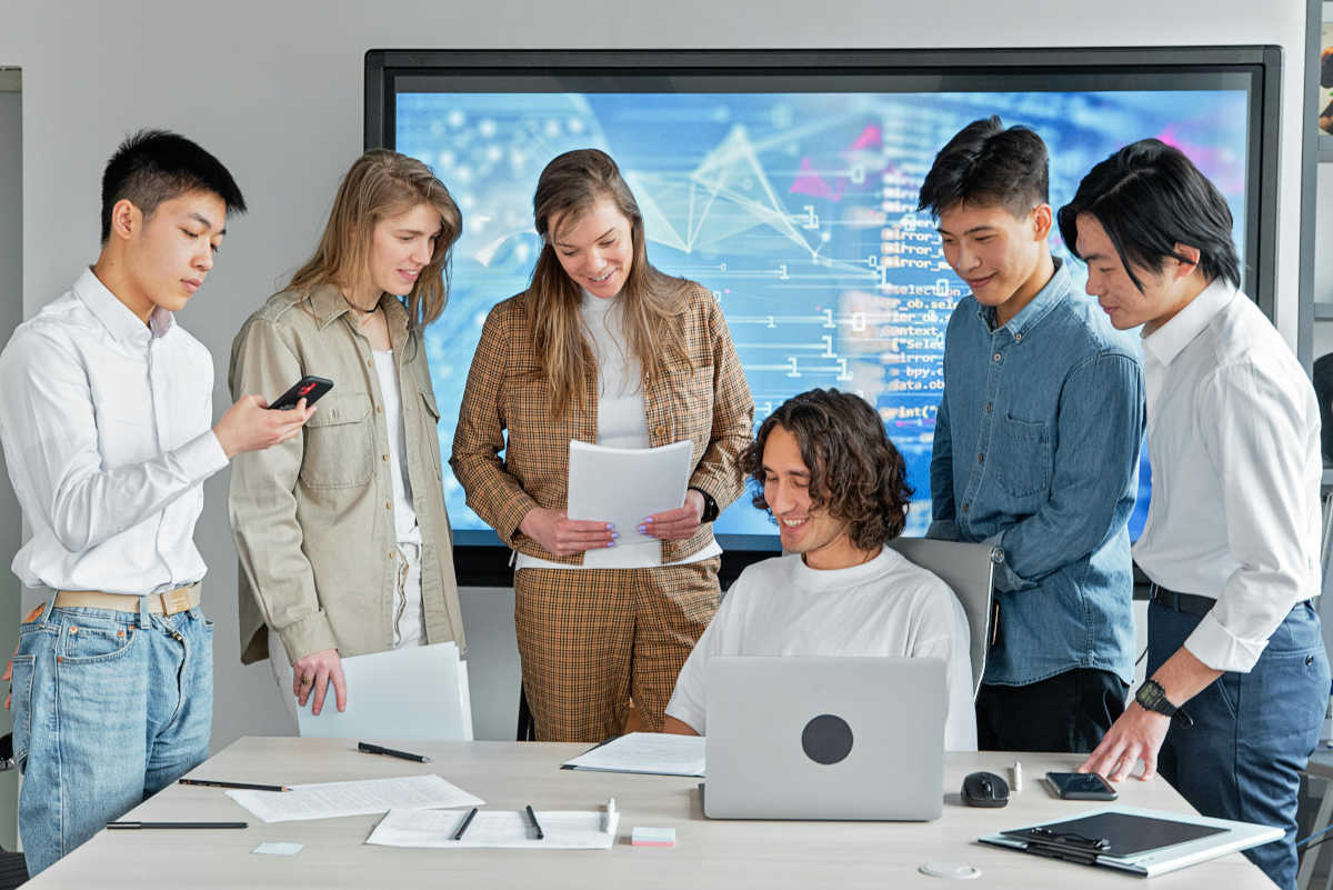 Group of people having a discussion