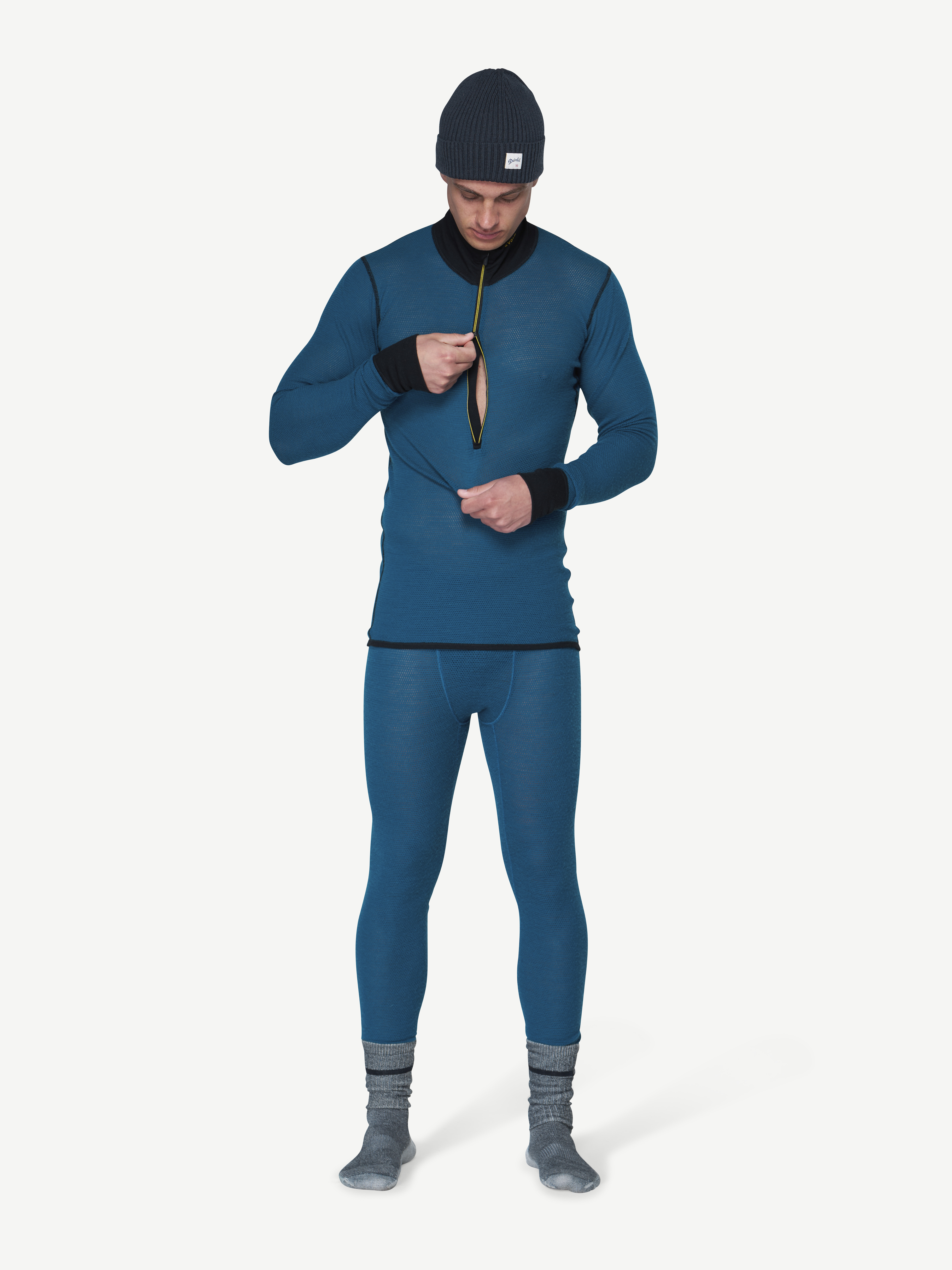 Wool Mesh 190 Zip Neck Man