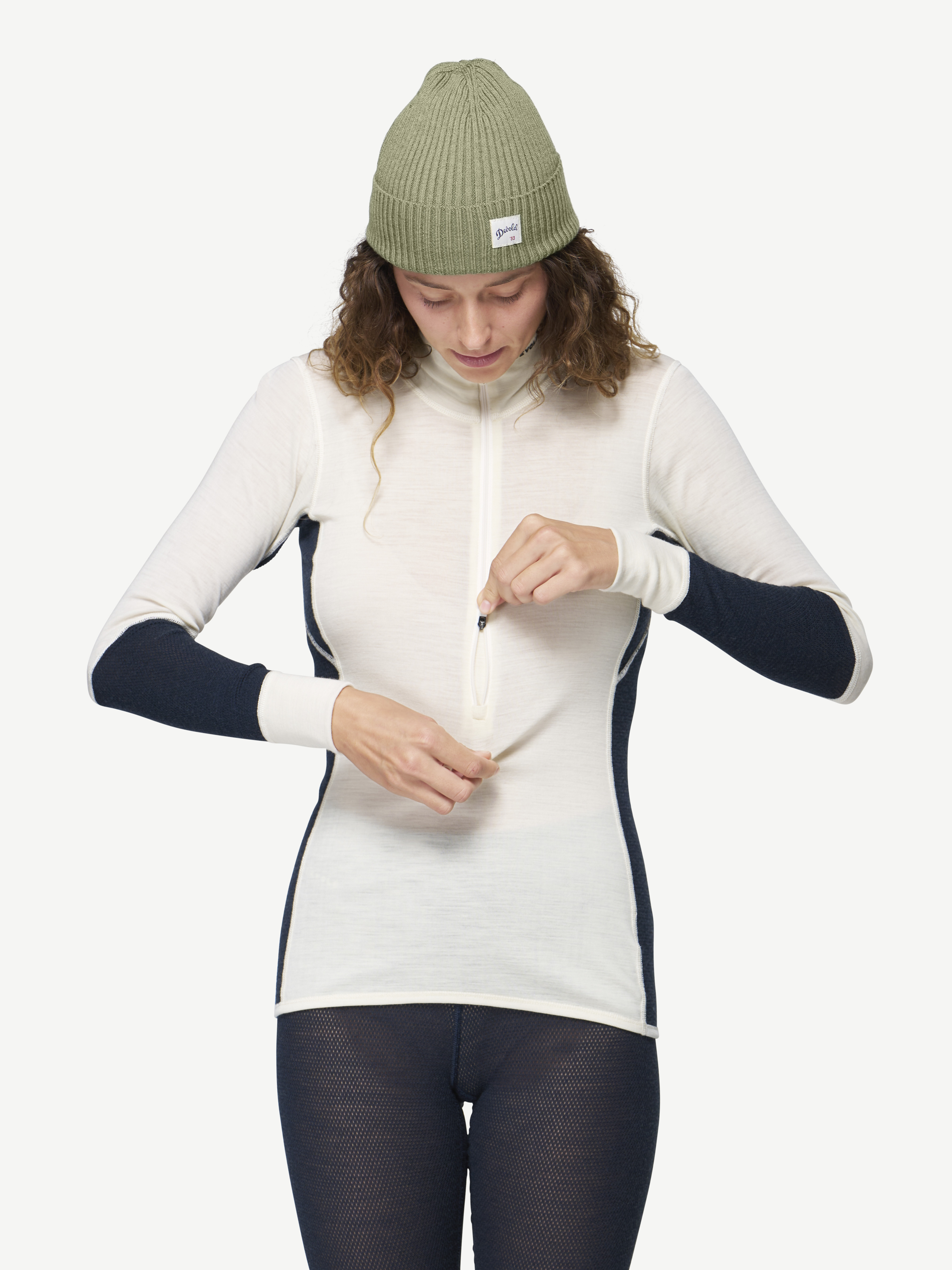 Wool Mesh 190 Zip Neck Woman