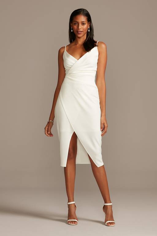 wrap knee length dress Orange Cotton Poplin Drop Shoulder Sleeves Knee Length Wrap Dress 58" / Tall (5'7" and above)