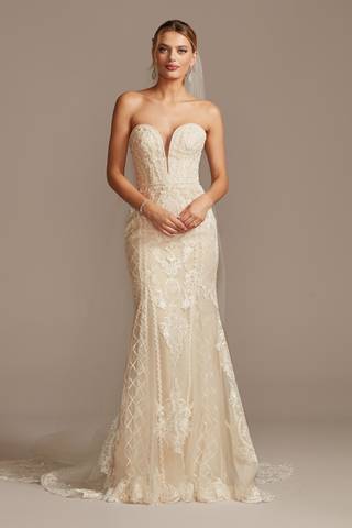 Picture of Beaded Scroll and Lace Mermaid Wedding Dress