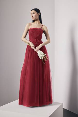winter red bridesmaid dresses Long Sleeveless Mismatched Red Bridesmaid Dresses Wedding Guest Dress