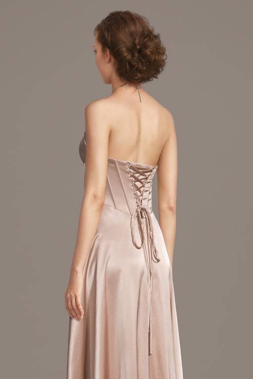 charmeuse square neck corset sheath dress Charmeuse Corset Bodice A-Line Dress