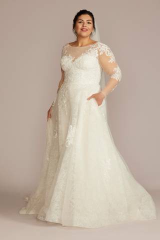 Picture of High Neck Long Sleeve Illusion Wedding Dress