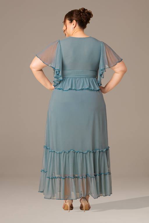 seafoam green dress plus size Yours London Women's Plus Size Mint Green Floral Ruffle Maxi Dress Size 20