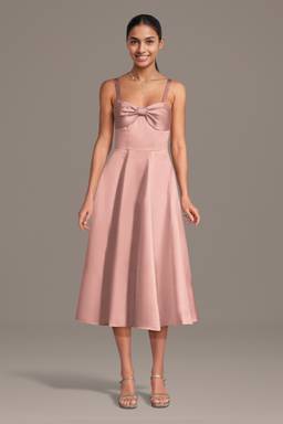 wayf bow satin midi dress Wayf The Ella Midi Dress - Black