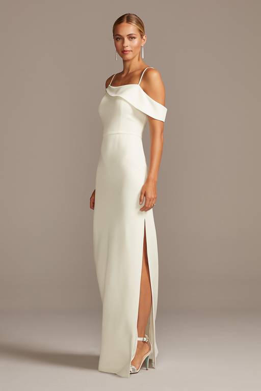 asymmetric off the shoulder sheath dress Asymmetrical Off Shoulder Dress