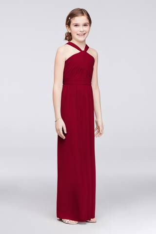 red and white junior bridesmaid dresses Sleeveless A Line Chiffon Lace Junior Bridesmaid Dress