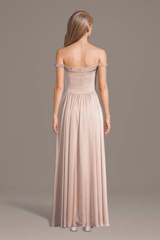 Picture of Matte Satin Off-the-Shoulder A-Line Dress