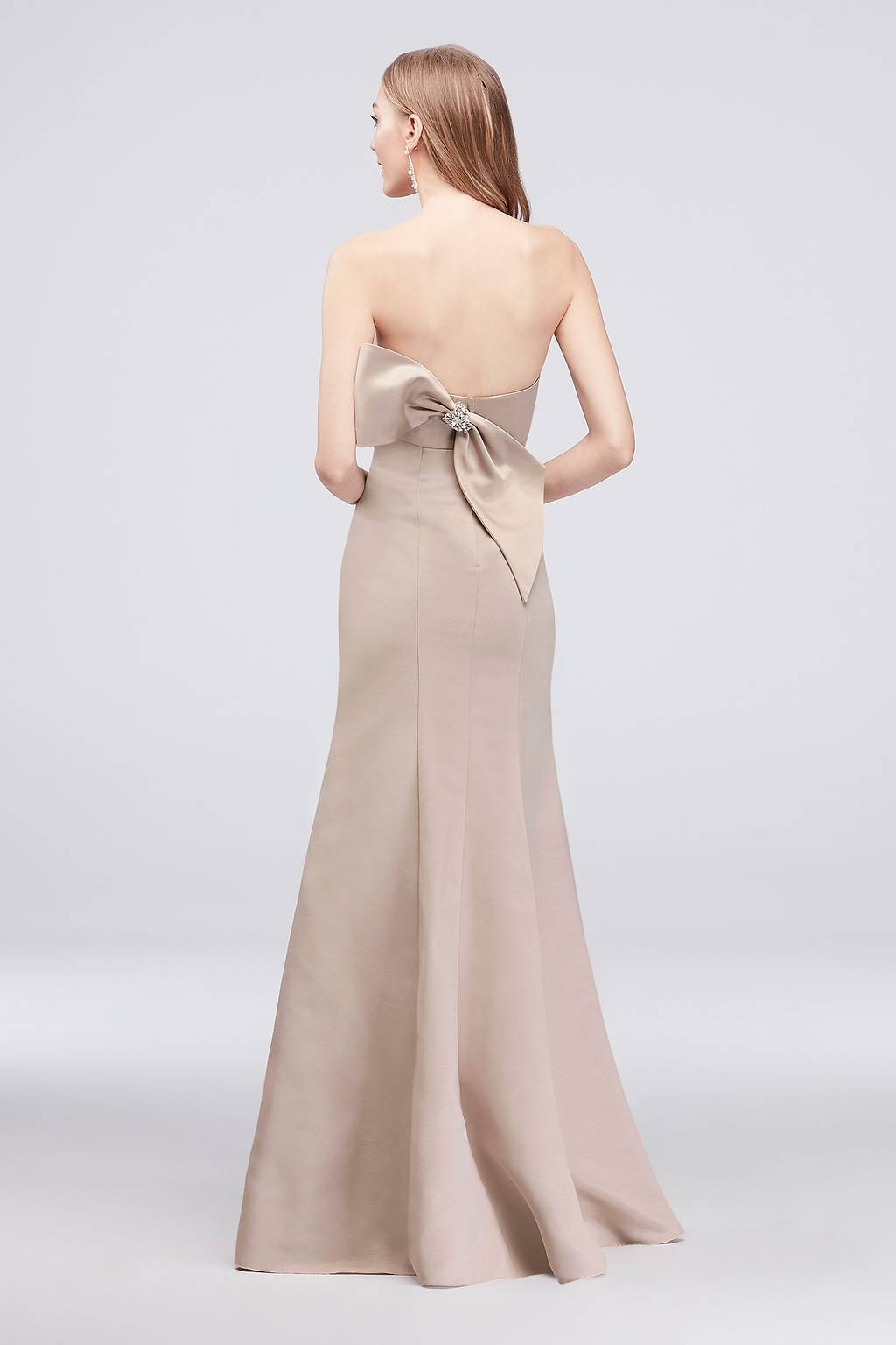 faille bridesmaid dresses Bridesmaid Dresses Faille Mermaid Wedding Dress With Bow Back Mermaid Scoop Neck Stretch Satin Bridesmaid Dress
