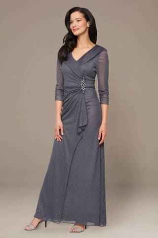 david's bridal petite formal dresses Scalloped Lace and Chiffon Petite Gown
