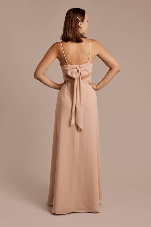 david's bridal spaghetti strap chiffon dress Spaghetti Strap Bow Back Chiffon Dress
