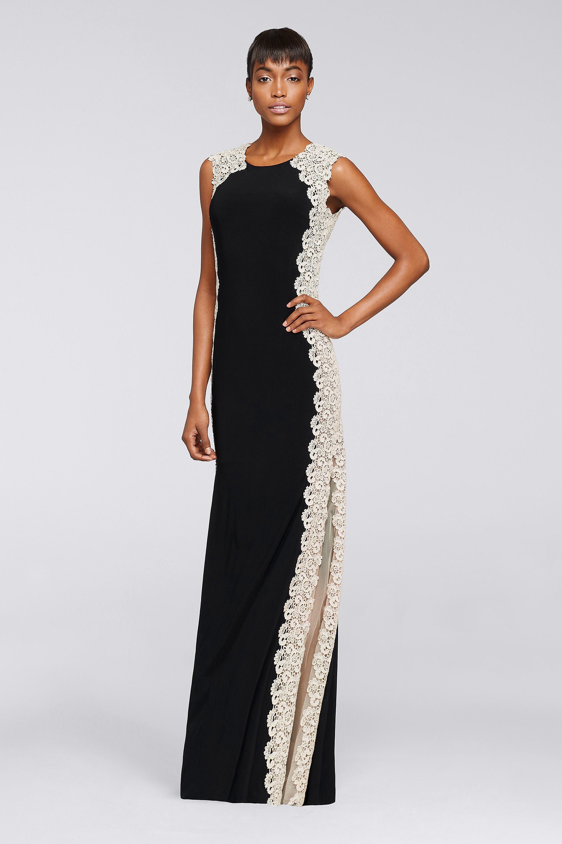 chemical lace dress Hollow Chemical Lace Wedding Gown with Chapel Train