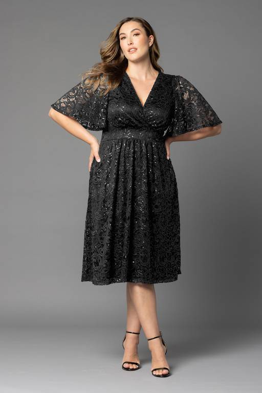 plus size sequin dress cocktail Starry Lace Cocktail Dresses Knee-Length Plus-Size Sequin Party Dress
