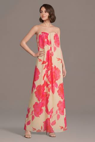 david's bridal floral bridesmaid dress Scoop Neck Floral Print Fit and Flare Dress